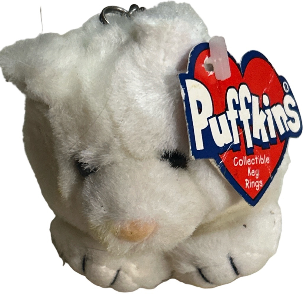 Vintage 1994 Puffkins Black and White Cat Plush Keychain
